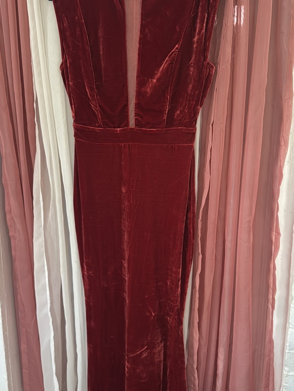 VTG Windsor Deep Red Velvet Maxi Dress